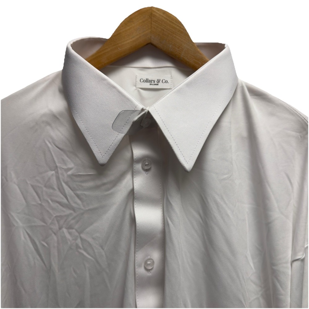 Collars & Co. NEW Mens Sz 2XL Dress Collar White Performance Golf L/S Polo Shirt